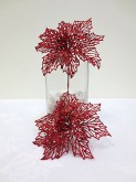 Glitter Poinsettia Pick (Red)
