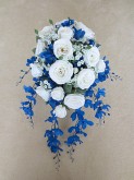 Blue Orchid & Rose Teardrop Bouquet