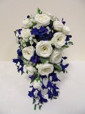 Blue Galaxy Orchid & Rose Bridal Bouquet