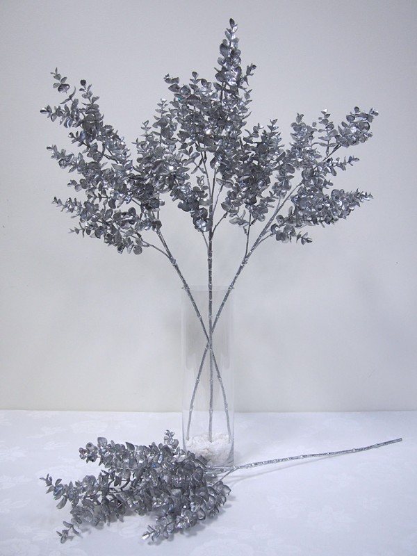 30” Metallic Eucalyptus Spray (Silver)